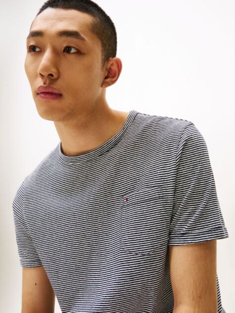 Multi Flag Embroidery Stripe T-Shirt  Men