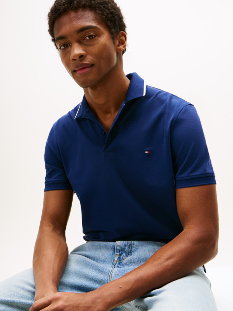 Blue Performance Tipped Regular Polo  Men