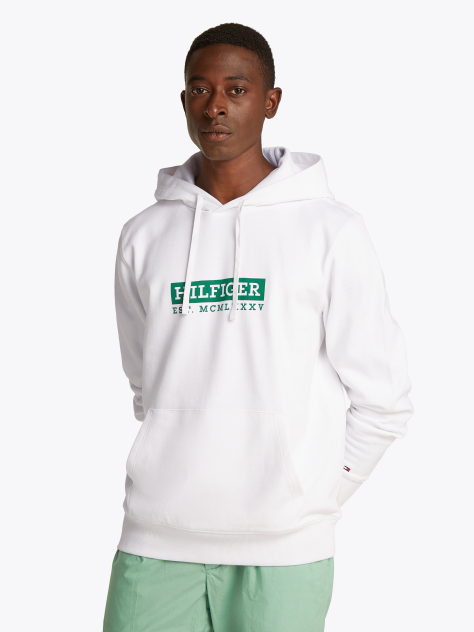 Άσπρο Hoodie Με Λογότυπο  Άνδρες