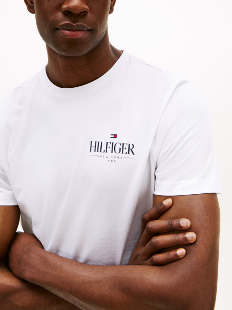 Άσπρο T-Shirt Με Κλασική Λαιμόκοψη Και Λογότυπο  Άνδρες