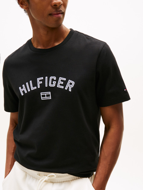 Μαύρο Hilfiger T-Shirt Με Flock Λογότυπο  Άνδρες