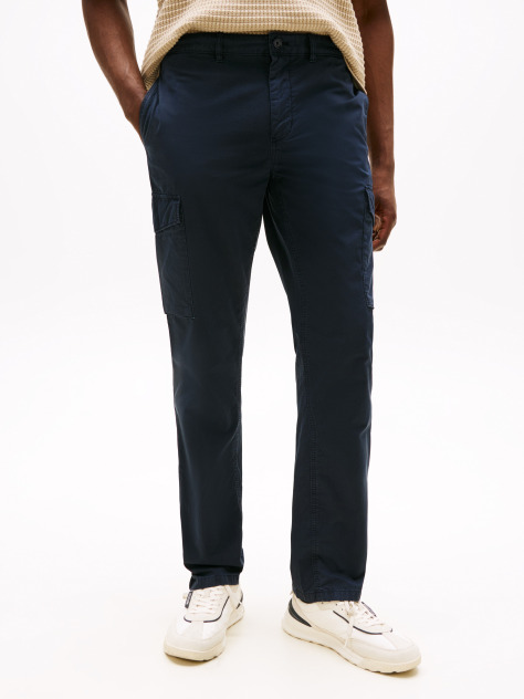Blue Denton Straight Leg Twill Cargo Trousers  Men