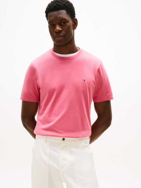 Pink Flag Embroidery T-Shirt  Men