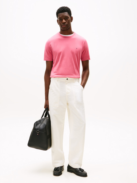 Pink Flag Embroidery T-Shirt  Men