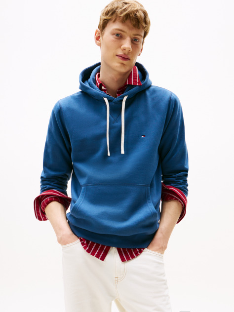 Μπλε Fleece Hoody Με Κεντητή Σημαία  Άνδρες