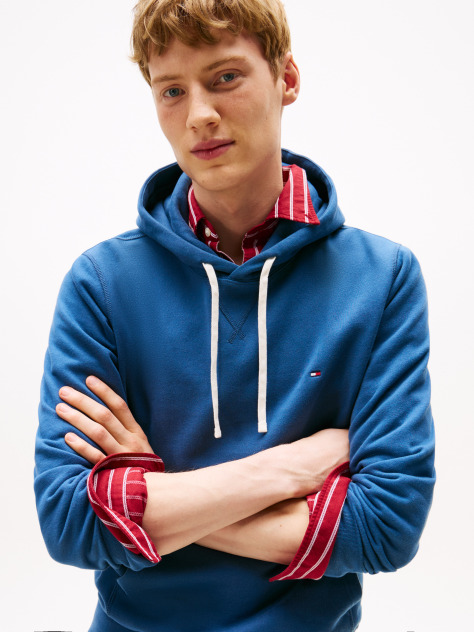 Μπλε Fleece Hoody Με Κεντητή Σημαία  Άνδρες