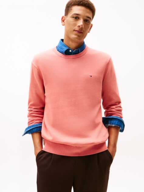 Pink Flag Embroidery Jumper  Men