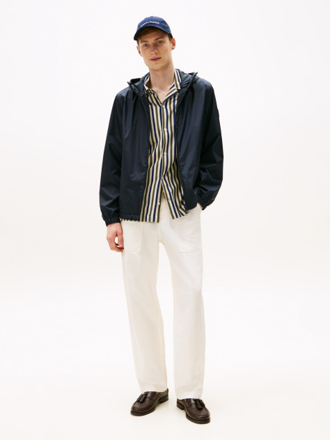 Blue Windbreaker Hooded Jacket  Men