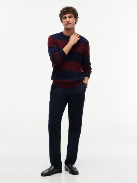 Multi Pure Wool Cable Knit Jumper  Men