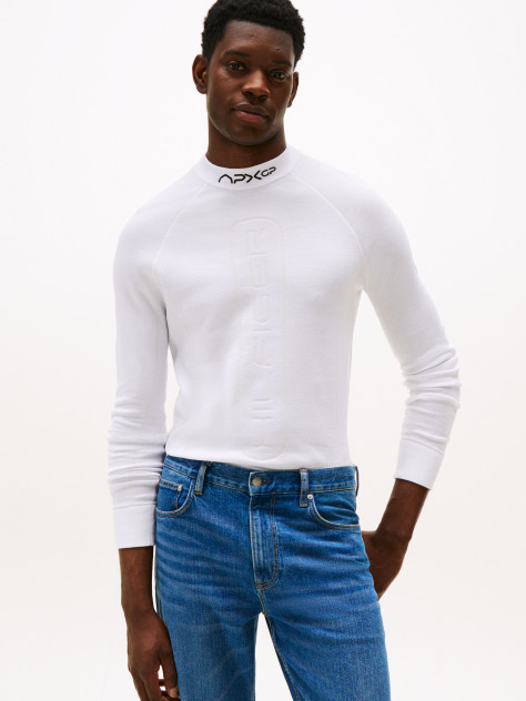White The APXGP Collection Wool Mock Neck Jumper  Men