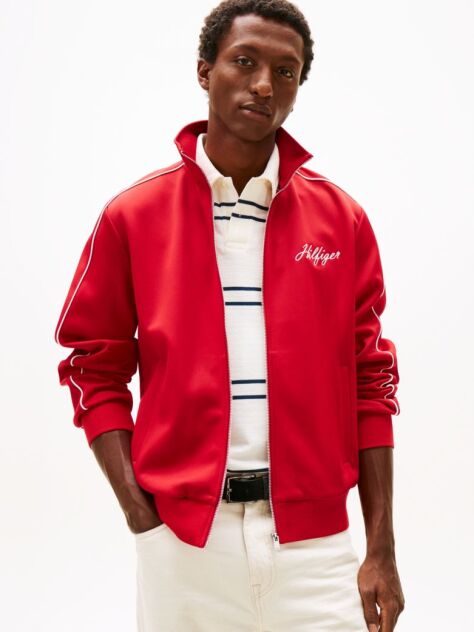 Red Stand-Up Collar Track Jacket  Men