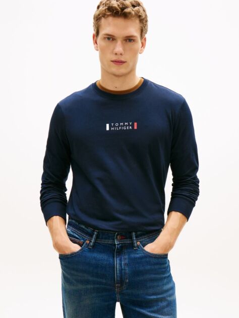 Blue Logo Jersey Long Sleeve T-Shirt  Men