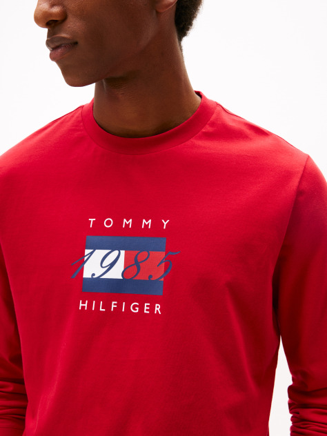Red Flag Graphic Jersey Long Sleeve T-Shirt  Men