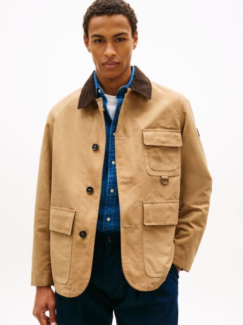 Beige Relaxed Waxed Barn Jacket  Men