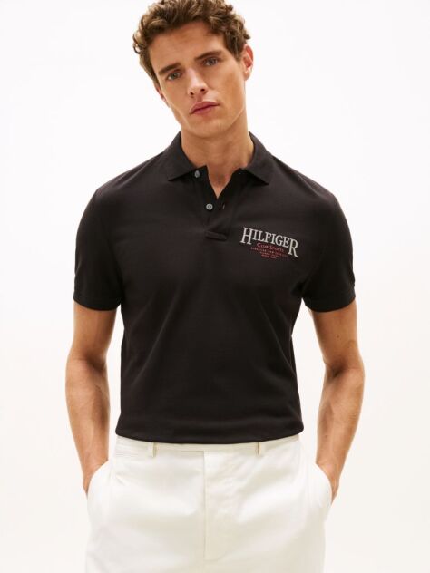 Black Regular Fit Heritage Logo Polo Shirt  Men