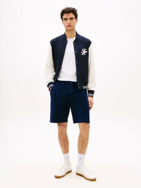 Blue Flag Embroidery Towelling Sweat Shorts  Men