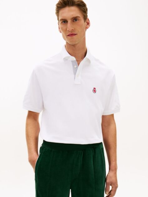 White Heritage Classic Fit Crest Polo Shirt  Men