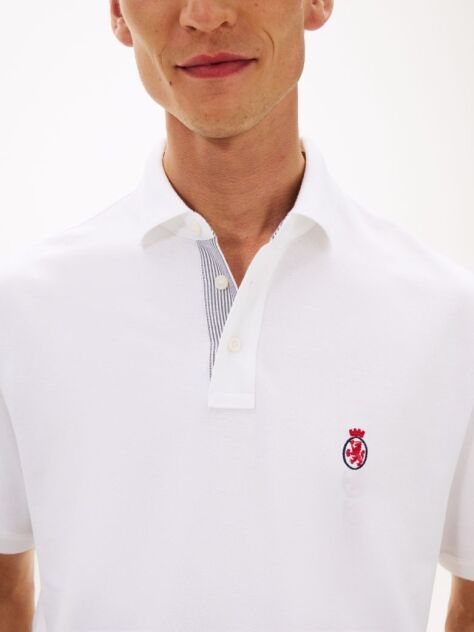White Heritage Classic Fit Crest Polo Shirt  Men