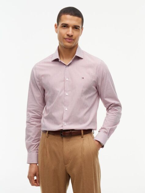 Red Slim Fit Stripe Shirt  Men