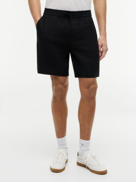 Black Dover Linen Blend 8" Inseam Chino Bermuda Shorts  Men