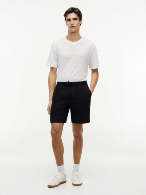 Black Dover Linen Blend 8" Inseam Chino Bermuda Shorts  Men