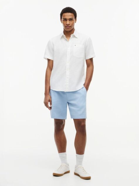 Blue Dover Linen Blend 8" Inseam Chino Bermuda Shorts  Men