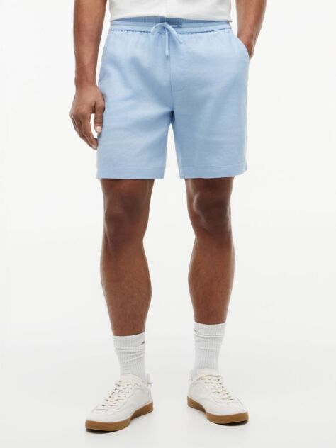 Blue Dover Linen Blend 8" Inseam Chino Bermuda Shorts  Men