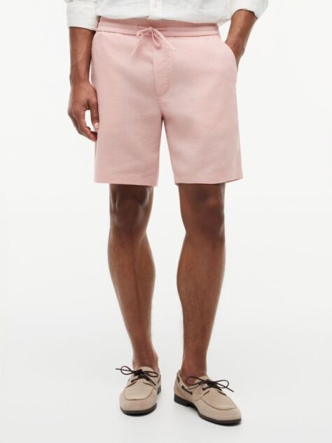 Pink Dover Linen Blend 8" Inseam Chino Bermuda Shorts  Men