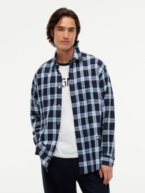 Blue Regular Fit Check Shirt  Men