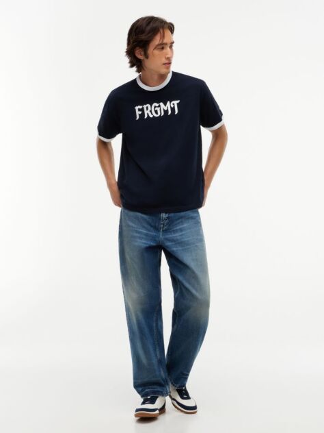 Μπλε Άνετο Βαμβακερό T-Shirt  Άνδρες