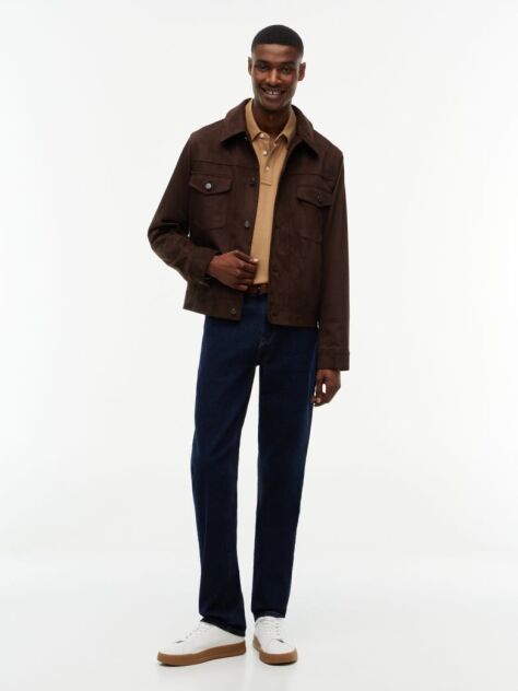 Brown Regular Waffle Long Sleeve Polo Shirt  Men