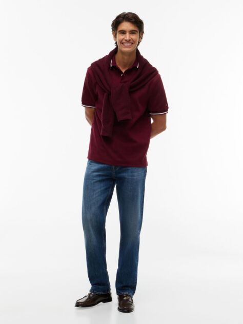 Red Relaxed Fit Foulard Jacquard Polo Shirt  Men