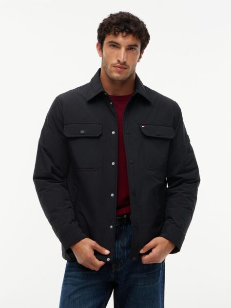 Black Packable Lightweight Shirt Jacket  Men