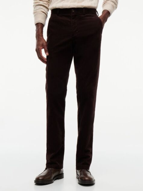 Brown Denton Slim Straight Fine Corduroy Chinos  Men
