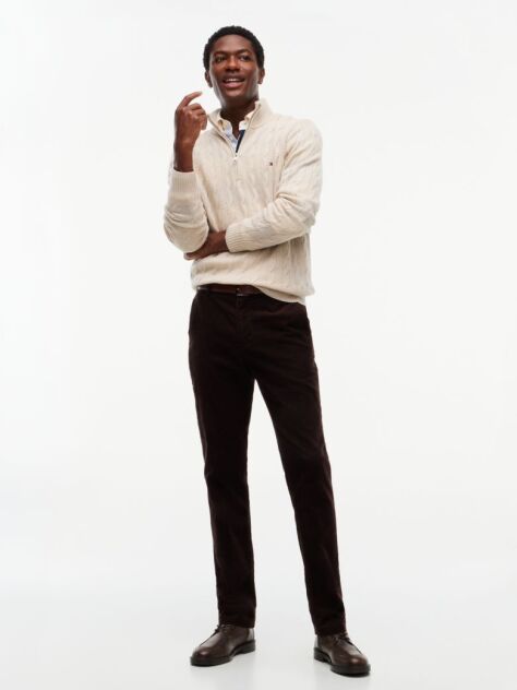 Brown Denton Slim Straight Fine Corduroy Chinos  Men