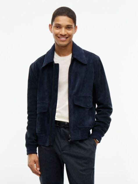 Blue New York Label Leather Zip-Thru Jacket  Men