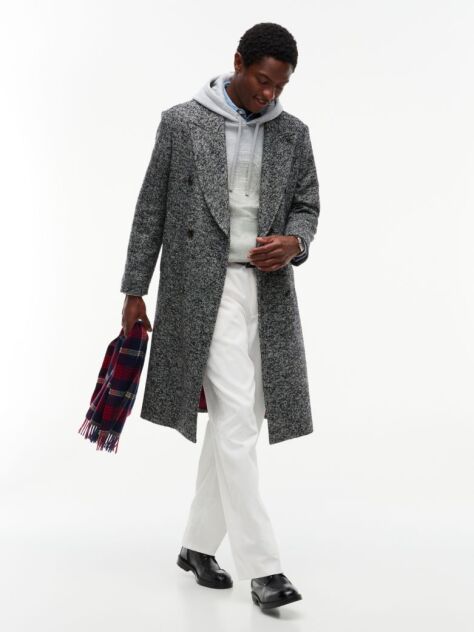 Grey New York Label Wool Blend Longline Coat  Men