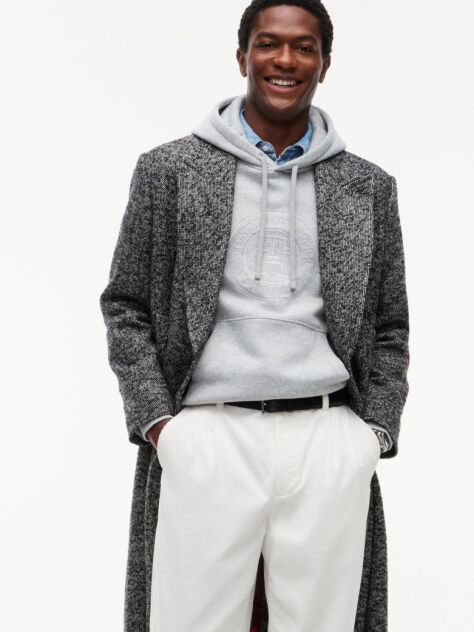 Grey New York Label Wool Blend Longline Coat  Men