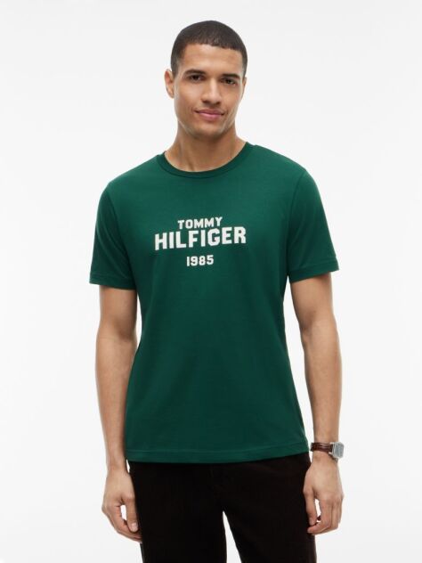Green Contrast Logo Crew Neck Jersey T-Shirt  Men