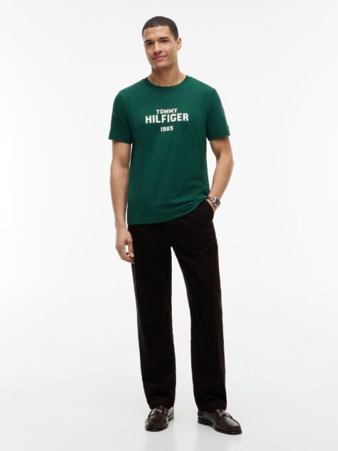 Green Contrast Logo Crew Neck Jersey T-Shirt  Men