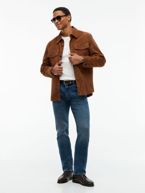 Blue Denton Slim Straight Whiskered Jeans  Men