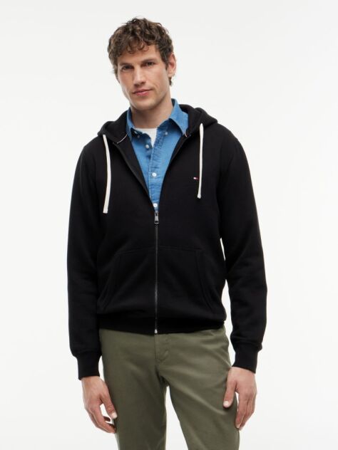 Black Flag Embroidery Fleece Zip-Thru Hoody  Men
