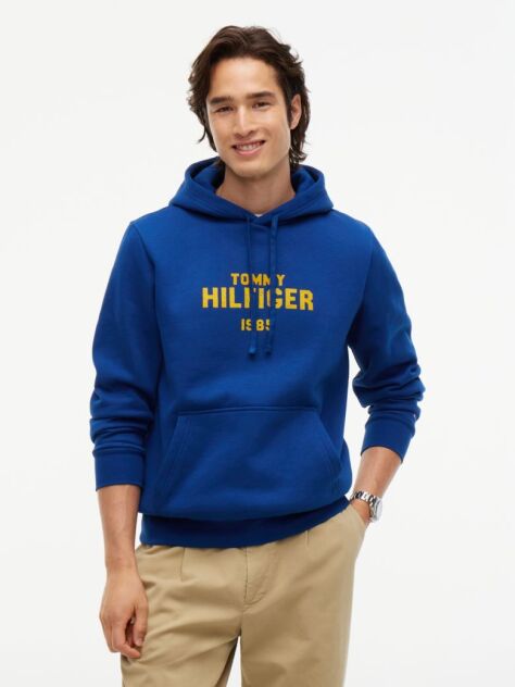 Μπλε Fleece Hoody Με Κεντητό Λογότυπο  Άνδρες