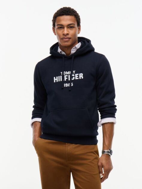 Blue Logo Embroidery Fleece Hoody  Men