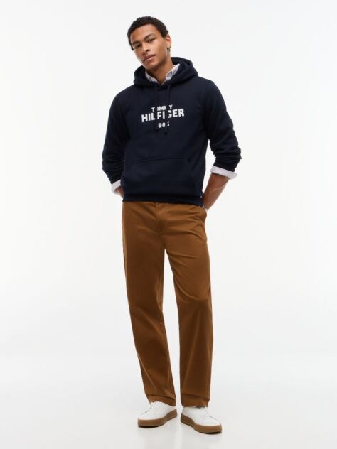 Blue Logo Embroidery Fleece Hoody  Men