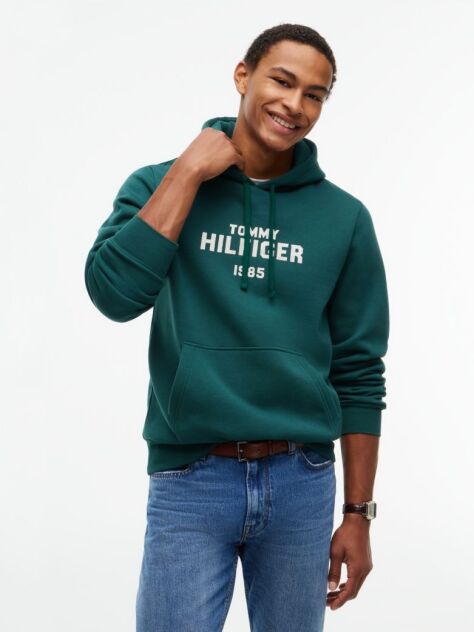 Πράσινο Fleece Hoody Με Κεντητό Λογότυπο  Άνδρες