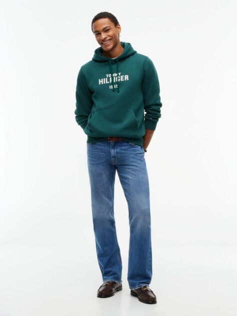 Πράσινο Fleece Hoody Με Κεντητό Λογότυπο  Άνδρες
