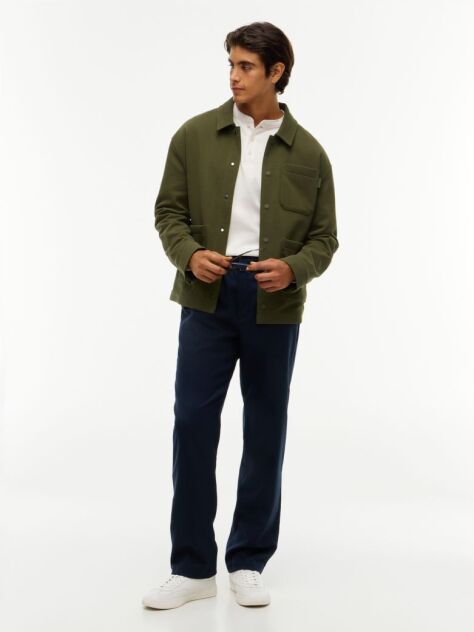 Green Mixed Texture Relaxed Chore Jacket  Men