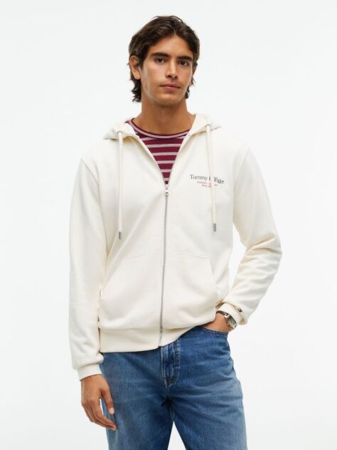 Beige Back Graphic Terry Zip-Thru Hoody  Men