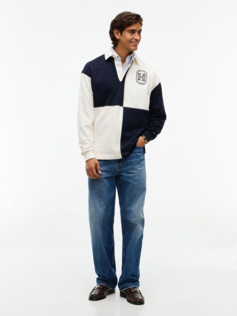Multi Varsity Colour-Blocked Relaxed Rugby Shirt  Men
